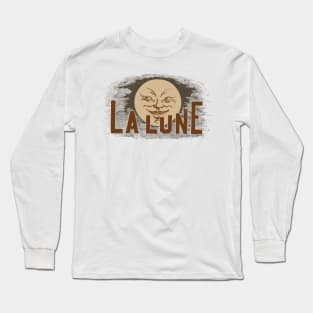 Moon Face with the French phrase, "La Lune" Long Sleeve T-Shirt